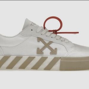 OFF-WHITE Vulcanized Low White, Orange And Taupe Athletic Shoes.
